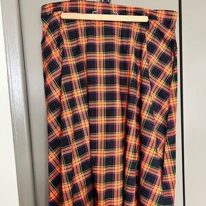 Hot Topic Orange & Black Plaid Skater Skirt